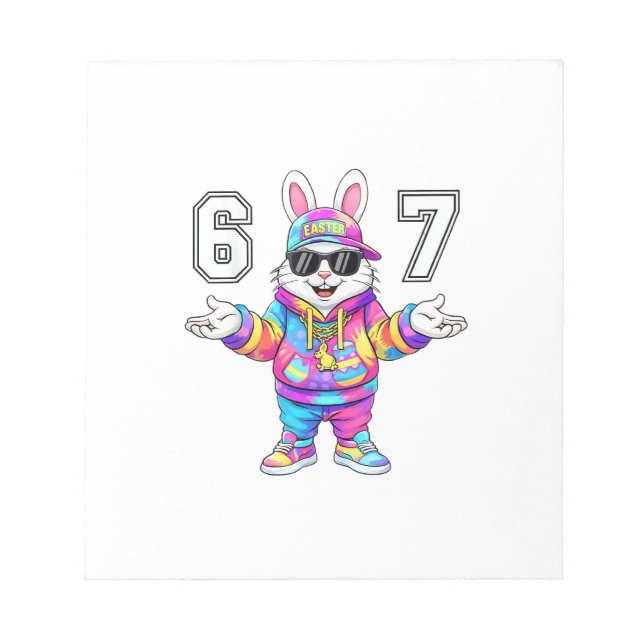 67 Six Seven Bunny Tie Dye Påskdag 67 Meme Män  Anteckningsblock (Framsida)