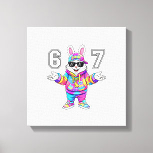 67 Six Seven Bunny Tie Dye Påskdag 67 Meme Män Canvastryck
