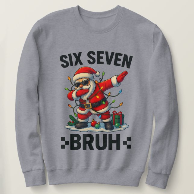 67 Six Seven Burh Dabbing Santa Dab Jul  Lång Ärmad Tröja (Design framsida)