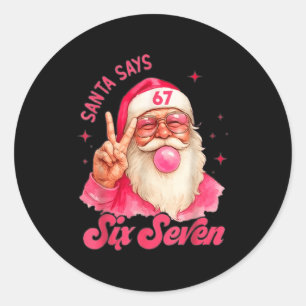 67 Six Seven Burh Roligt Jul 6 7 Meme Män Kvinnor Runt Klistermärke