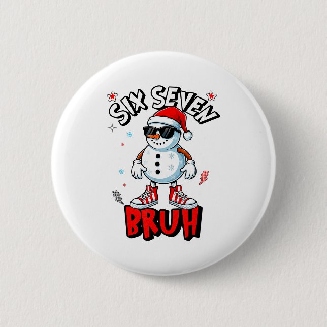 67 Six Seven Christmas Bruh Snowman Funny Kids Boy Knapp (Framsida)
