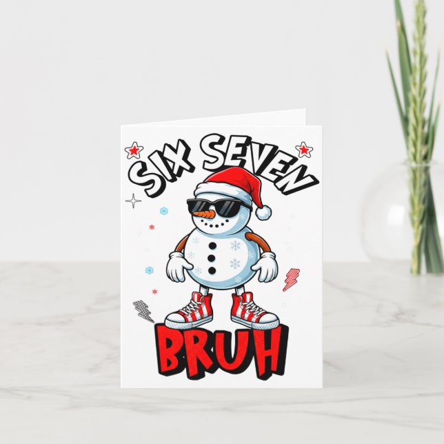 67 Six Seven Christmas Bruh Snowman Funny Kids Boy Kort (Framsida)