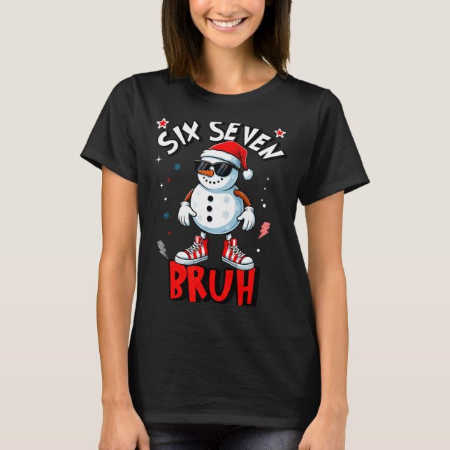 67 Six Seven Christmas Bruh Snowman Funny Kids Boy T Shirt (Framsida)