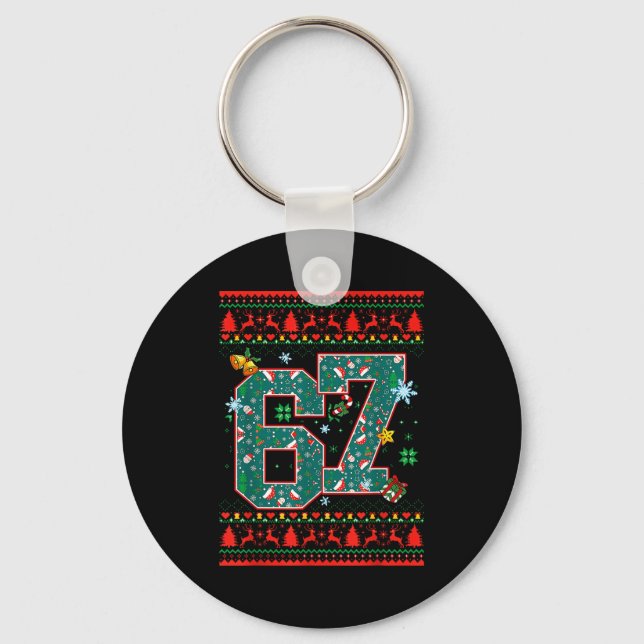 67 Six Seven Christmas Funny Meme Hand 67 Couples  Nyckelring (Framsida)