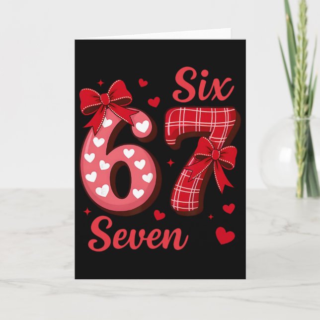 67 Six Seven Coquette Bow Flickor Barn Alla hjärta Kort (Framsida)