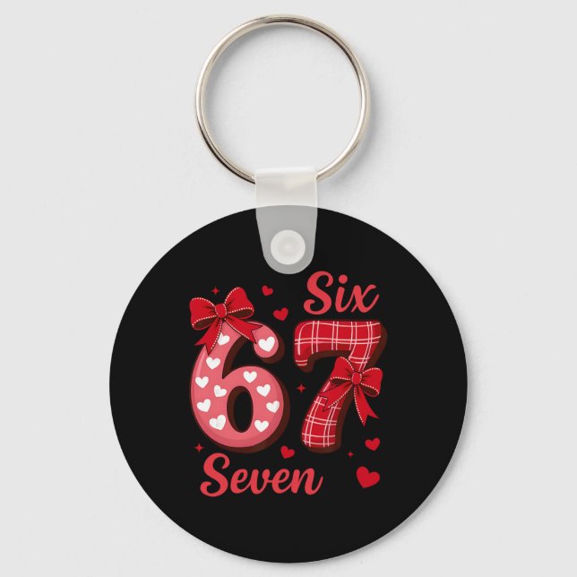 67 Six Seven Coquette Bow Flickor Barn Valentines  Nyckelring (Framsida)
