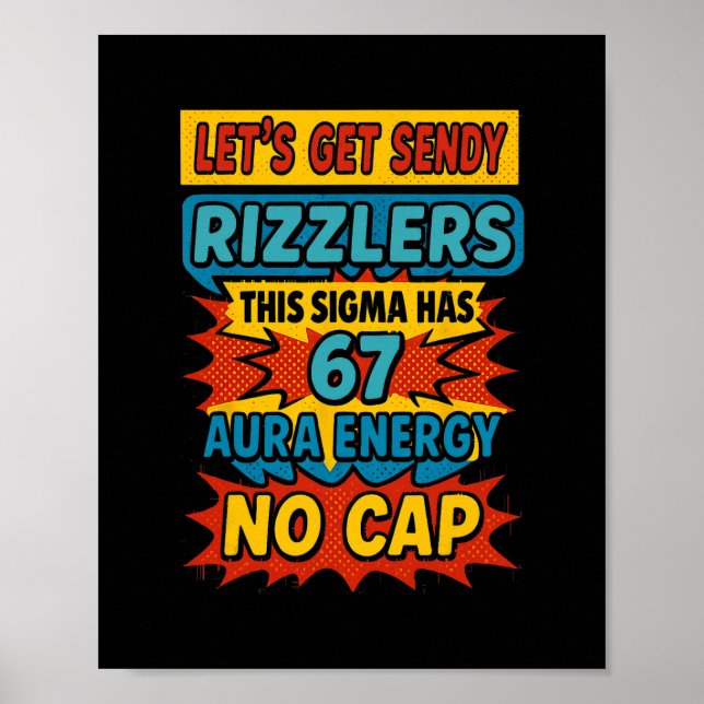 67 Six Seven Få Sendy Meme Design Rollig 6 7 Sigma Poster (Framsidan)