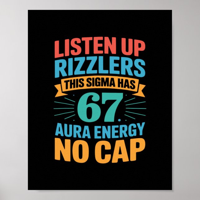 67 Six Seven Få Sendy Meme Design Rollig 6 7 Sigma Poster (Framsidan)
