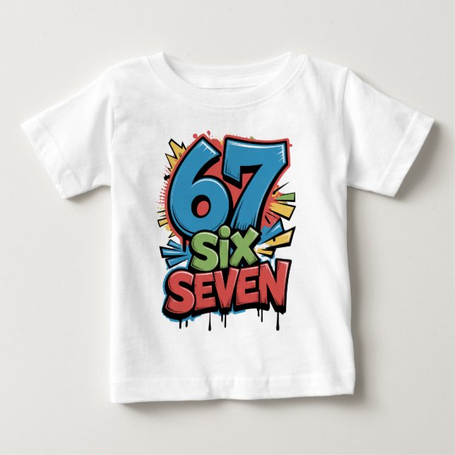 67 Six Seven Färgglada Pop Art Grafisk T-shirt för (Framsida)