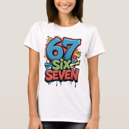 67 Six Seven Färgglada Pop Art Grafisk T-shirt för