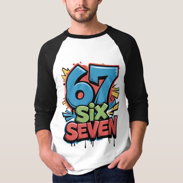 67 Six Seven Färgglada Pop Art Grafisk T-shirt för (Framsida)