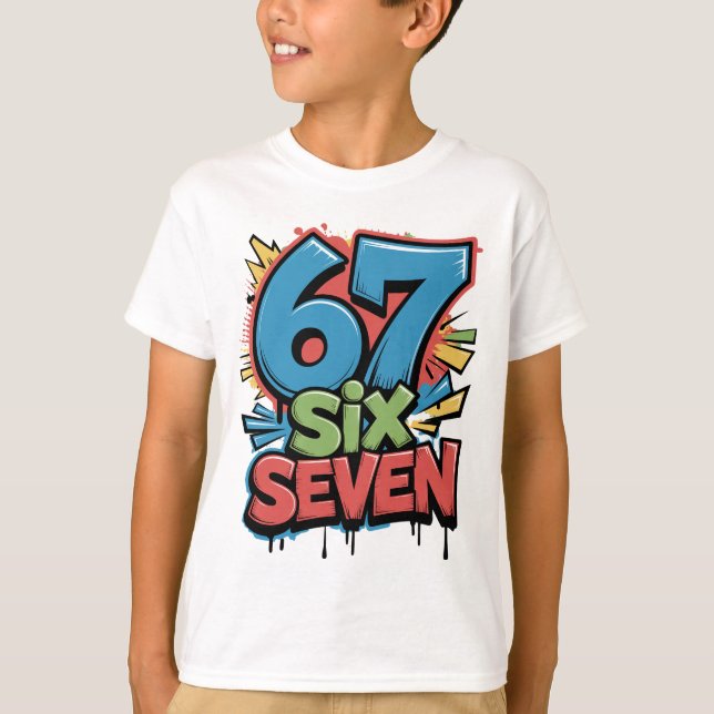 67 Six Seven Färgglada Pop Art Grafisk T-shirt för (Framsida)