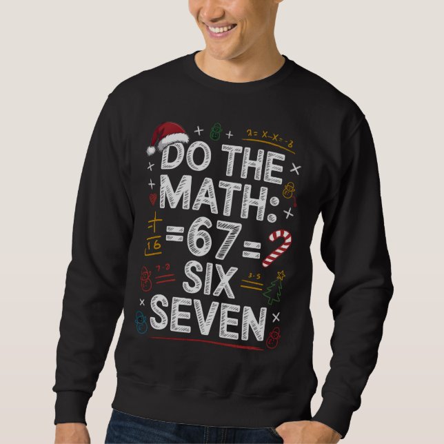 67 Six Seven Fun Holiday Math Shirt Lång Ärmad Tröja (Framsida)