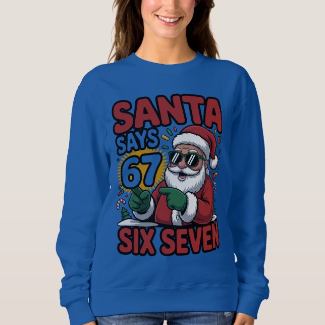67 Six Seven Funny Christmas Santa Meme T Shirt (Framsida)