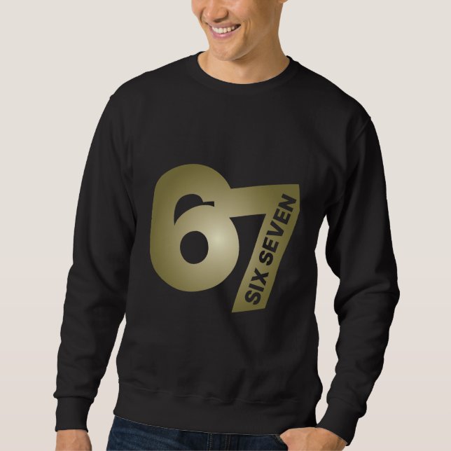 67 Six Seven Guld Typografi Svart  Lång Ärmad Tröja (Framsida)