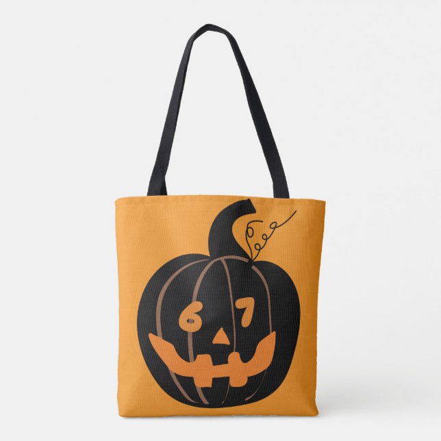  67 Six Seven Halloween Tote for Students Teachers Tygkasse (Baksida)