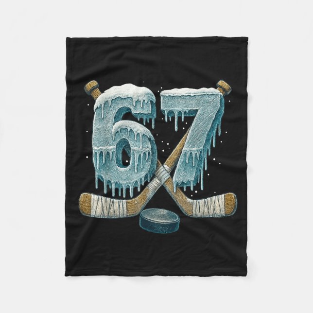 67 Six Seven Hockey Drip Number Funny 6 7 Meme  Fleecefilt (Framsidan)