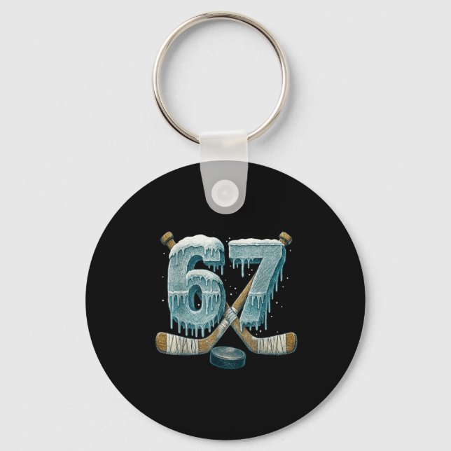 67 Six Seven Hockey Drip Number Funny 6 7 Meme  Nyckelring (Framsida)