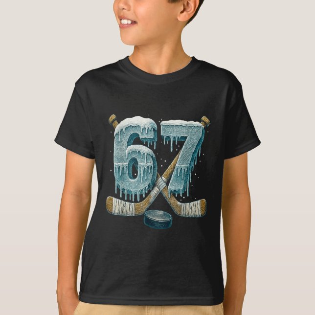 67 Six Seven Hockey Drip Number Funny 6 7 Meme  T Shirt (Framsida)