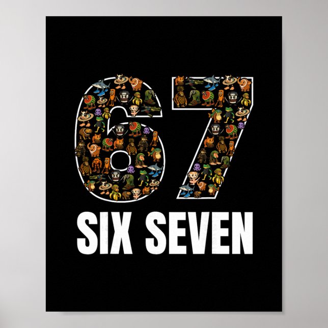67 Six Seven Italienska Brainrot Gen Alpha Slang M Poster (Framsidan)