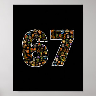67 Six Seven Italienska Hjärnrot Gen Alpha Meme Poster