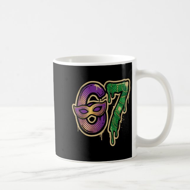 67 Six Seven Mardi Gras Graffiti Gen Alpha Brain R Kaffemugg (Höger)
