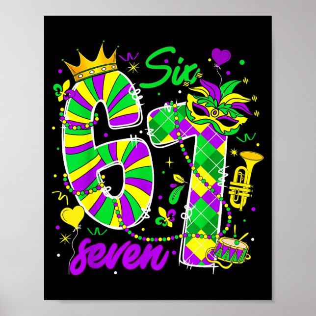 67 Six Seven Mardi Gras Karneval New Orleans Fleur Poster (Framsidan)