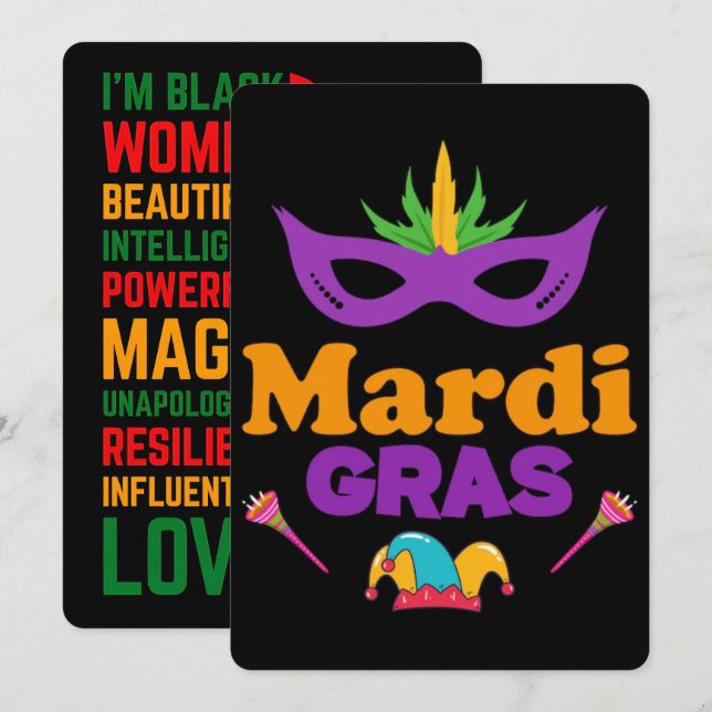67 Six Seven Mardi-Gras Svart historia 2026 Julkort (Fram/baksida)