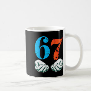 67 Six Seven Meme 6 7 händer Kaffemugg