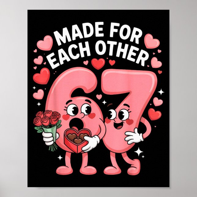 67 Six Seven Meme Gen Alpha Alla hjärtans dag Coqu Poster (Framsidan)
