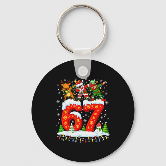 67 Six Seven Meme Gen Alpha jul Santa Älva Re Nyckelring (Framsida)