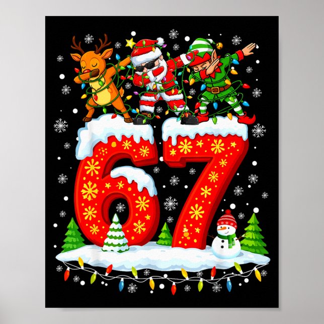 67 Six Seven Meme Gen Alpha jul tomte Elf Re Poster (Framsidan)