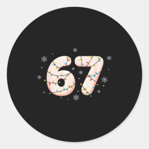 67 Six Seven Meme Gen Alpha Slang Julbelysning Runt Klistermärke
