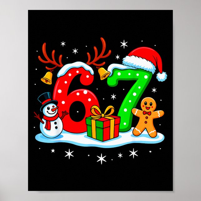 67 Six Seven Meme Gen Alpha Slang Roligt jul  Poster (Framsidan)