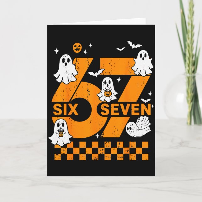 67 Six Seven Meme Kul 6 7 Par Matchande Hallowee Kort (Framsida)
