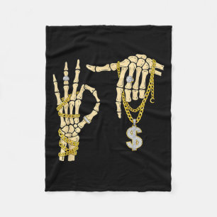 67 Six Seven Meme Nyhet Skelett Hand Bling Chai Fleecefilt