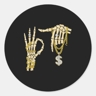 67 Six Seven Meme Nyhet Skelett Hand Bling Chai Runt Klistermärke