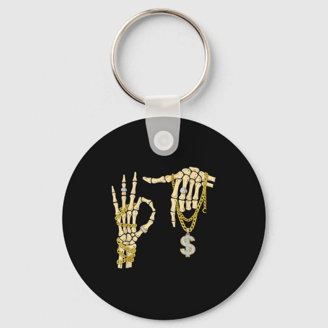67 Six Seven Meme Nyhet Skelett Hand Bling Chaj Nyckelring (Framsida)