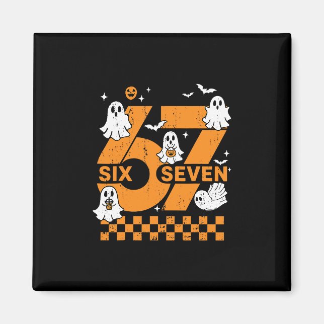 67 Six Seven Meme Rolig 6 7 Matchande Halloween Magnet (Framsidan)