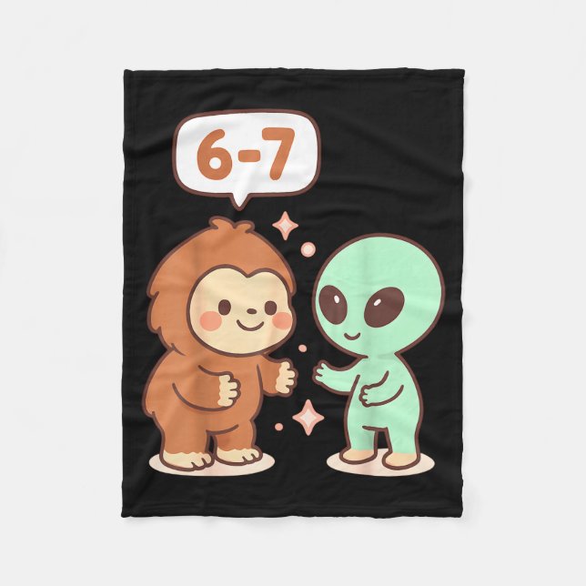 67 Six Seven Meme Rolig Bigfoot Alien Sasquatch Uf Fleecefilt (Framsidan)