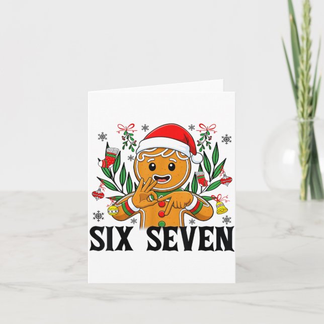 67 Six Seven Meme Rolig Jul Gingerbread Handtecken Kort (Framsida)