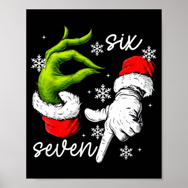 67 Six Seven Meme Santa Hand Christmas Funny Gen A Poster (Framsidan)