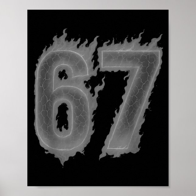 67 Six Seven Mörka Flammor Färgglada Coola Roliga  Poster (Framsidan)