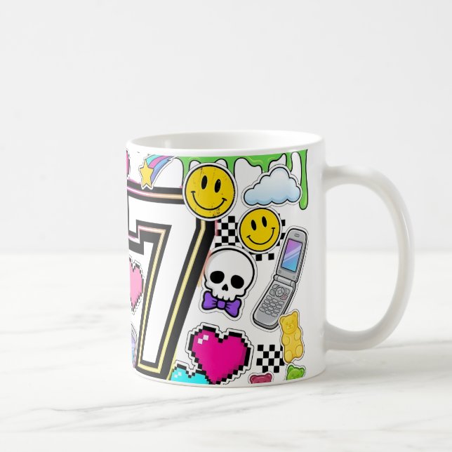 67 Six Seven Retro Y2K Aesthetic mug  Kaffemugg (Höger)