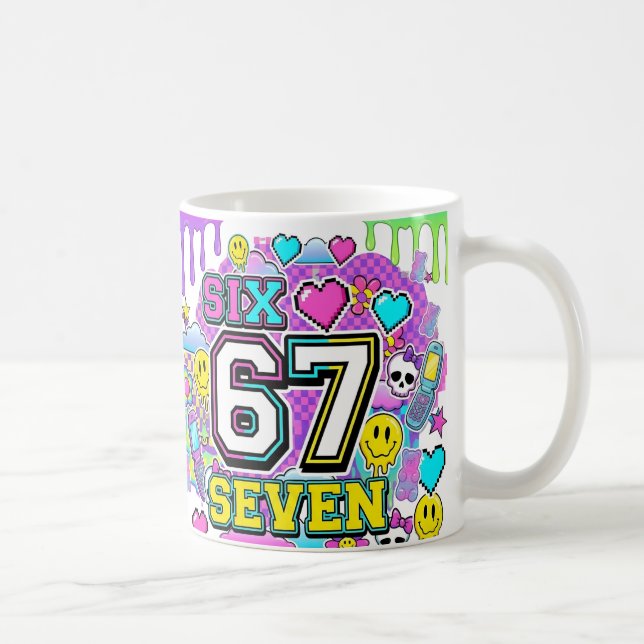 67 Six Seven Retro Y2K Aesthetic mug Kaffemugg (Höger)