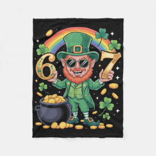 67 Six Seven Rolig 6 7 Meme St Patricks Day Leprec Fleecefilt