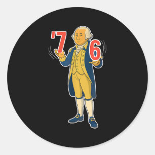 67 Six Seven Rolig George Washington Meme T-shirt_ Runt Klistermärke