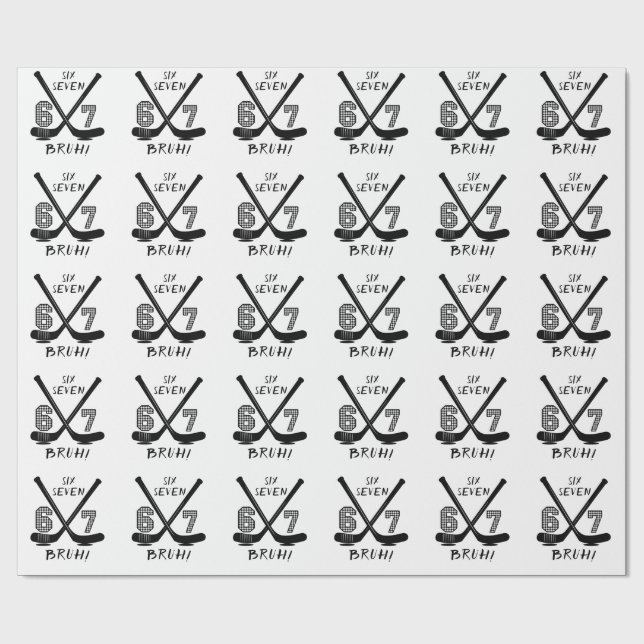 67 Six Seven Roligt Meme Hjärnrot Meme Presentpapper (Platt)