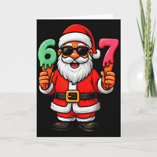 67 Six Seven Santa Meme jul rolig  Kort (Framsida)