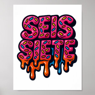 67 Six Seven Seis Seven Spanska Hjärnrot Viral Mem Poster